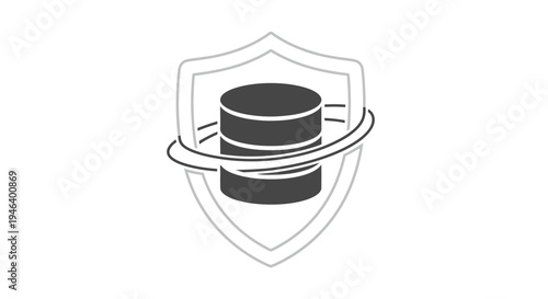 Database Security Shield Protection Icon Graphic.