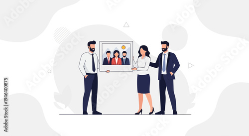 Teamwork and Collaboration: Business People Presenting a Group Photo