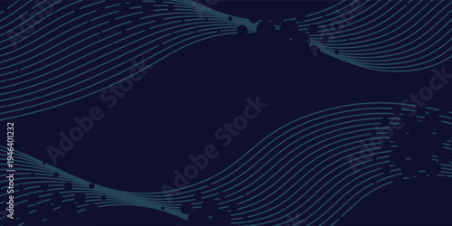 Dark blue, Green abstract banner background with glowing geometric lines. Navy blue gradient shiny lines pattern Futuristic technology web background for Science, cover, website, header, brochure