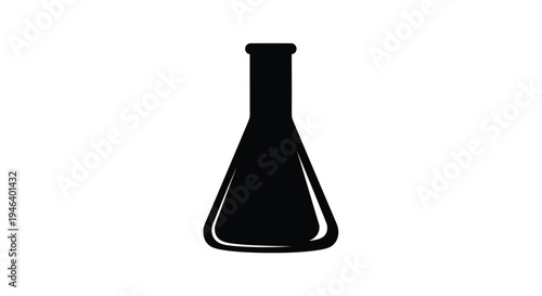 Simple black silhouette of an erlenmeyer flask on a white background