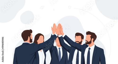 Teamwork High Five Success Business People Collaboration Celebration Achievement