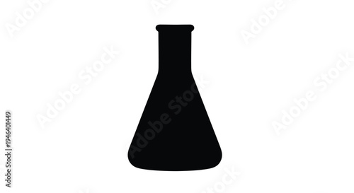 Simple black silhouette of an erlenmeyer flask on a white background