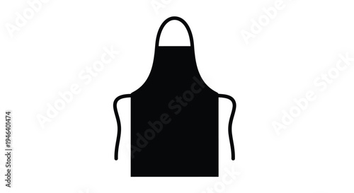 Simple black silhouette of a kitchen apron on a white background