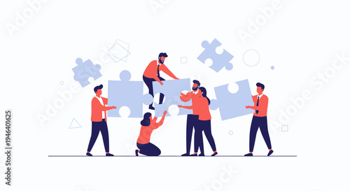 Teamwork Puzzle Collaboration Business People Connecting Pieces