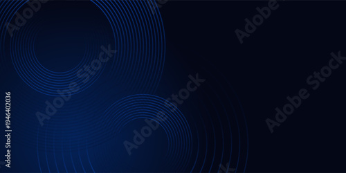 Sophisticated Navy Blue Background with Intersecting Concentric Circles for Modern Design and Technology Concepts with a Touch of Elegant Gradient