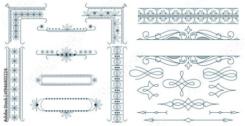 Certificate ornament collection. Certificate border and ornamental divider collection