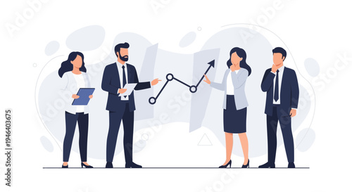 Business Team Analyzing Growth Chart Data in Meeting