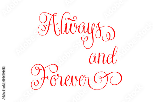 Always and Forever - Always and Forever words on white background, calligraphy, handwritten, vector
