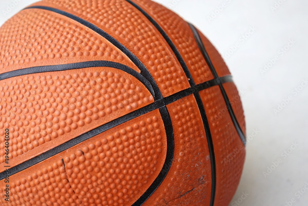 Fototapeta premium Orange basketball with textured surface and black lines