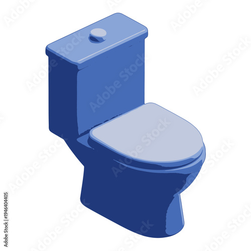 Blue Toilet 3d Icon with White Seat