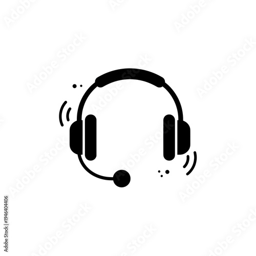 Headset with Mic Icon PNG for Communication & Support
