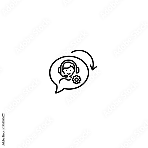 Customer Support Service Icon with Gear & Refresh PNG