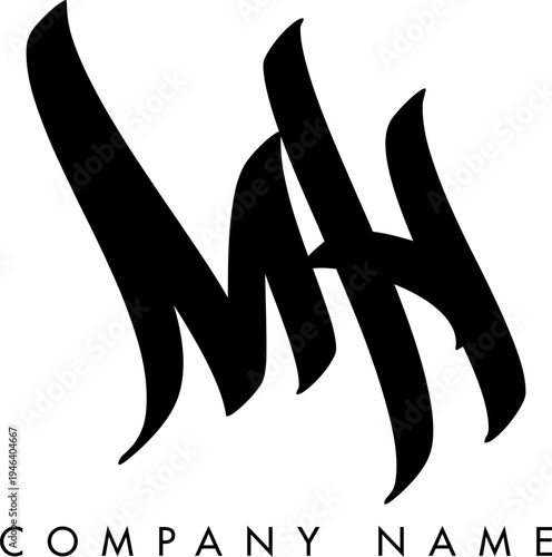 Creative Abstract Initial Letter MH Logo Design
