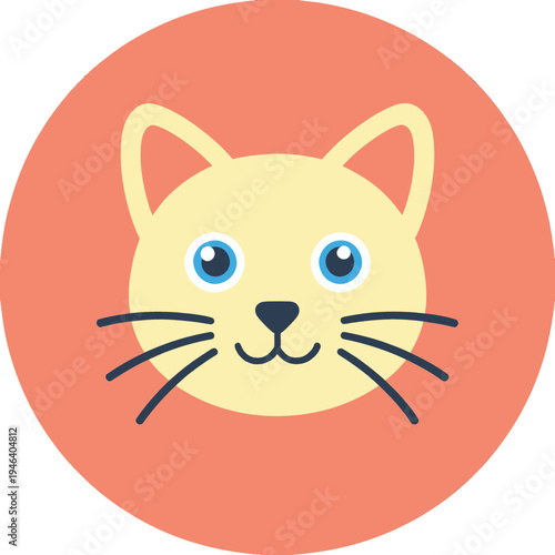 Cat Face With Whiskers Flat Icon
