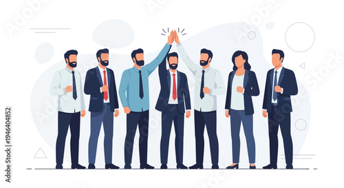 Diverse Business Team High Five Success Celebration