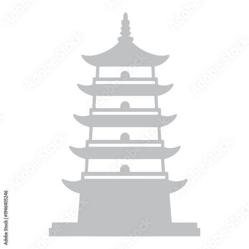 Five Tiered Pagoda Outline Vector Icon