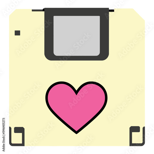 Floppy Disk With Heart Flat Icon