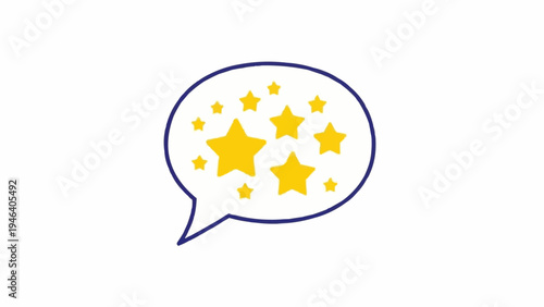 Golden stars in a speech bubble.