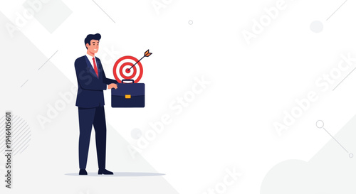 Businessman with Briefcase and Target, Achieving Goals, Business Success