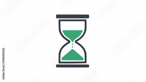 Green hourglass timer symbol icon.