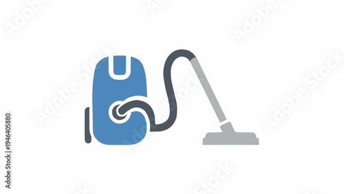 Blue upright vacuum cleaner machine.