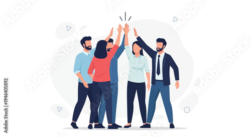 Teamwork High Five Success Celebration