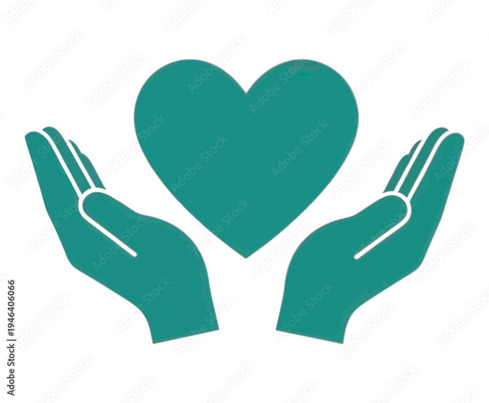 Obraz premium Hands Holding Heart Outline Vector Icon