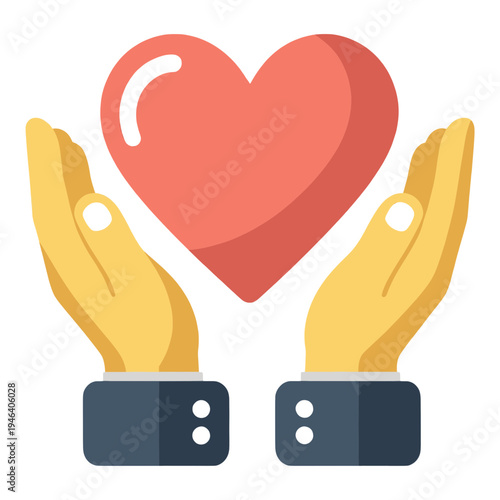 Hands Holding Heart Flat Icon