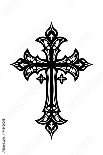 Ornate Gothic Cross Vector Illustration