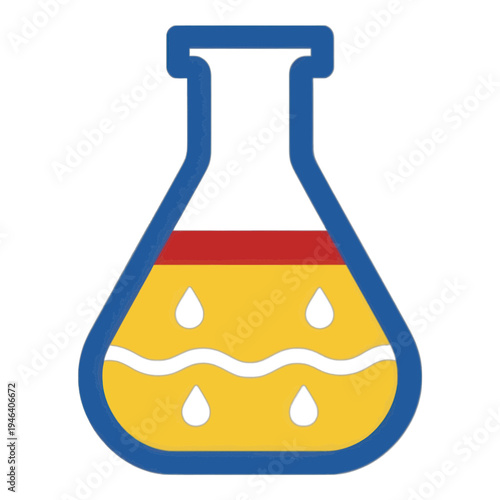 Laboratory Flask With Droplets Vector Icon
