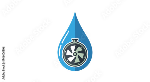 Water Droplet with Turbine Inside.