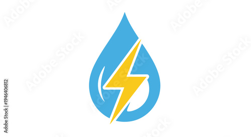 Water Drop with Lightning Bolt Symbol.