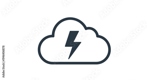 Weather Cloud Storm Lightning Symbol Icon.