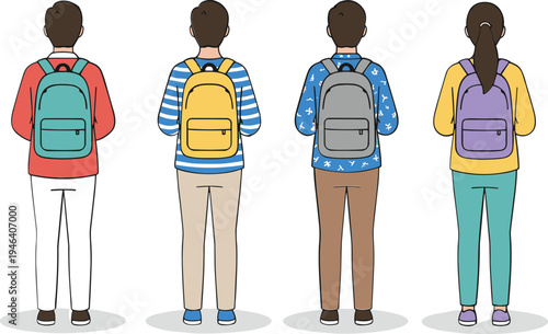 Diverse faceless business professionals character set in colorful smart casual and formal office attire standing in confident poses isolated flat vector illustration.