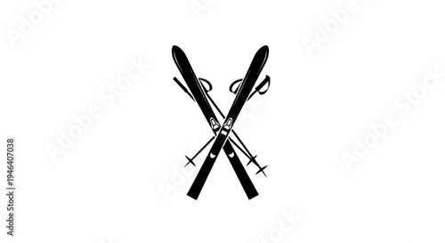 Skis crossed with ski poles.