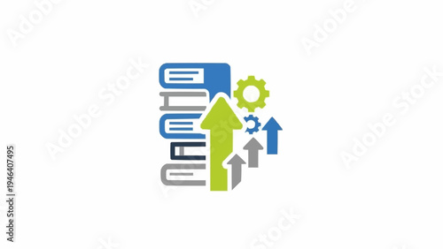 Server Database Upgrade Process Graphic Illustration.
