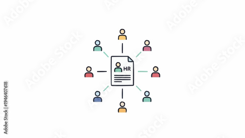 Resume with People Icons Surrounding Document.