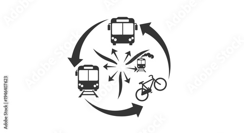Transportation Modes Cycle Icon Set.