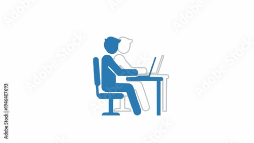 Man Working on Laptop Computer Illustration.