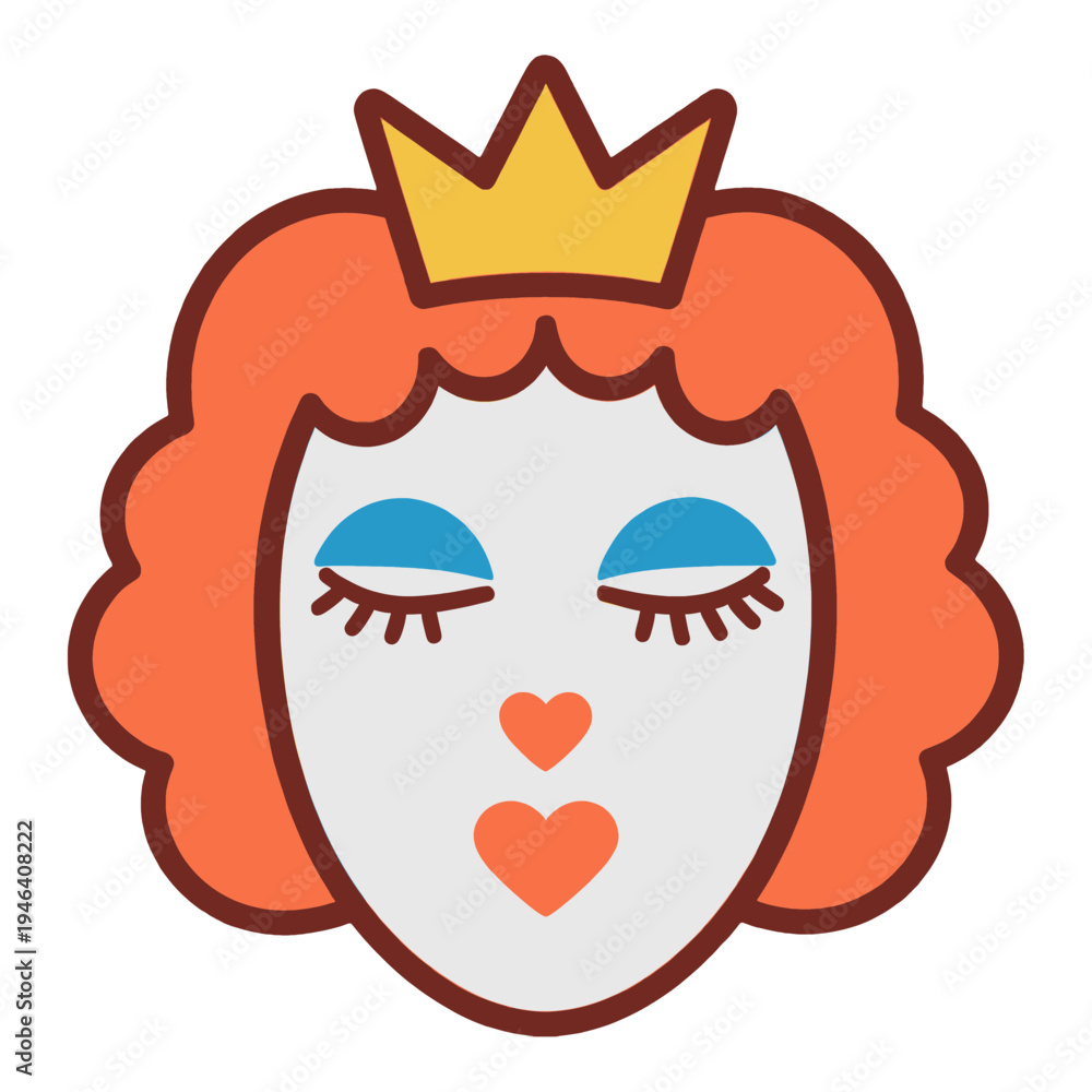 Obraz premium Queen Face With Crown Vector Icon