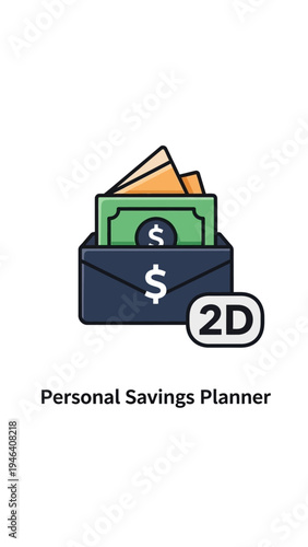 Wallet with money and dollar sign.