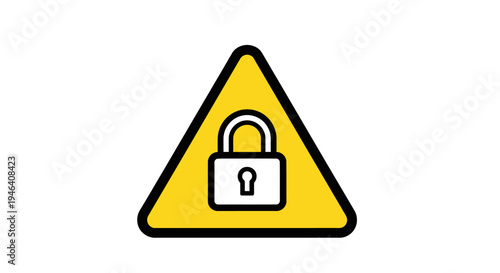 Warning Sign with Lock Symbol.