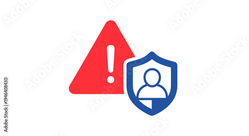 Warning sign with shield and user.