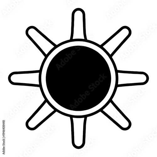 Ship Wheel Outline Line Icon