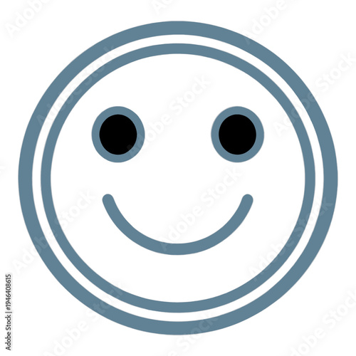 Smiling Face With Double Circle Outline Vector Icon