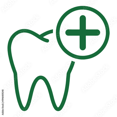 Tooth With Plus Symbol Line Icon