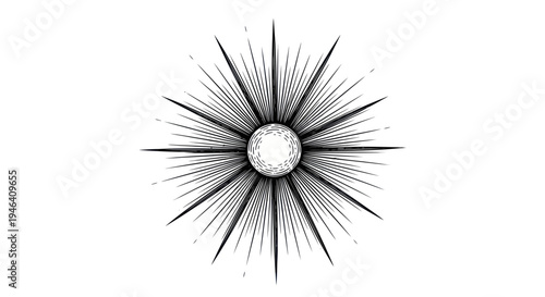 Radiant Starburst Illustration, Celestial Body, Cosmic Energy, Abstract Light Burst