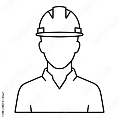 Worker With Hard Hat Line Icon