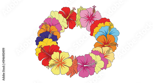Colorful Flower Lei Necklace Garland.