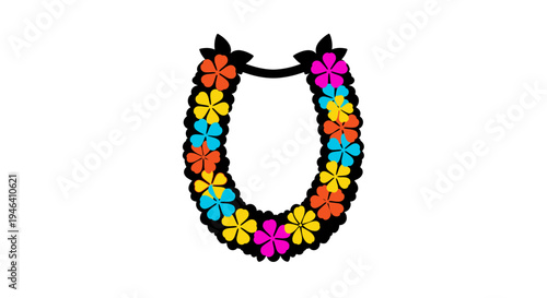 Colorful Flower Lei Necklace Accessory.